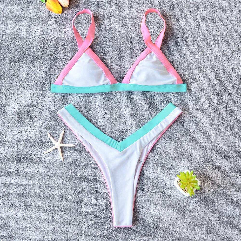 Conjunto de Bikini Sólido Elegante para Mujeres - Ropa de Baño de Verano