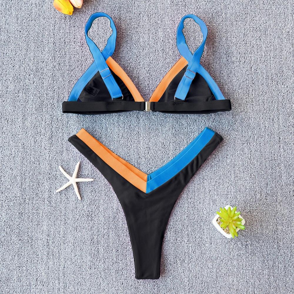 Conjunto de Bikini Sólido Elegante para Mujeres - Ropa de Baño de Verano