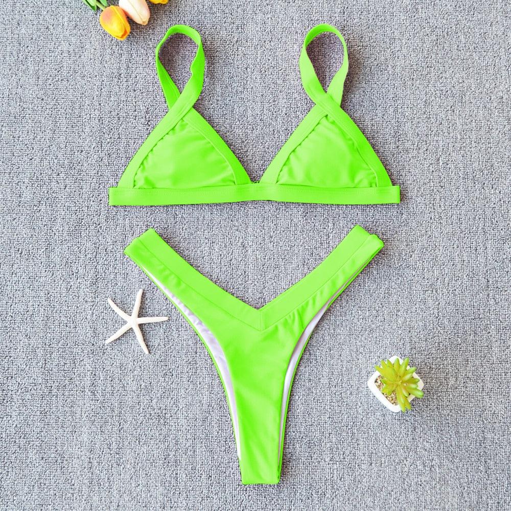 Conjunto de Bikini Sólido Elegante para Mujeres - Ropa de Baño de Verano