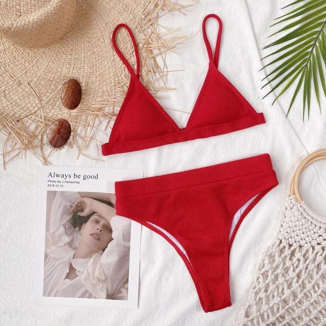 Conjunto de Bikini Elegante de Cintura Alta para Mujeres