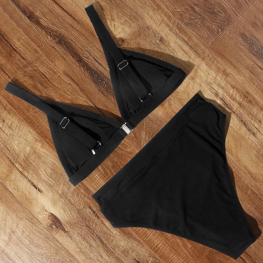 Conjunto de Bikini Elegante de Cintura Alta para Mujeres