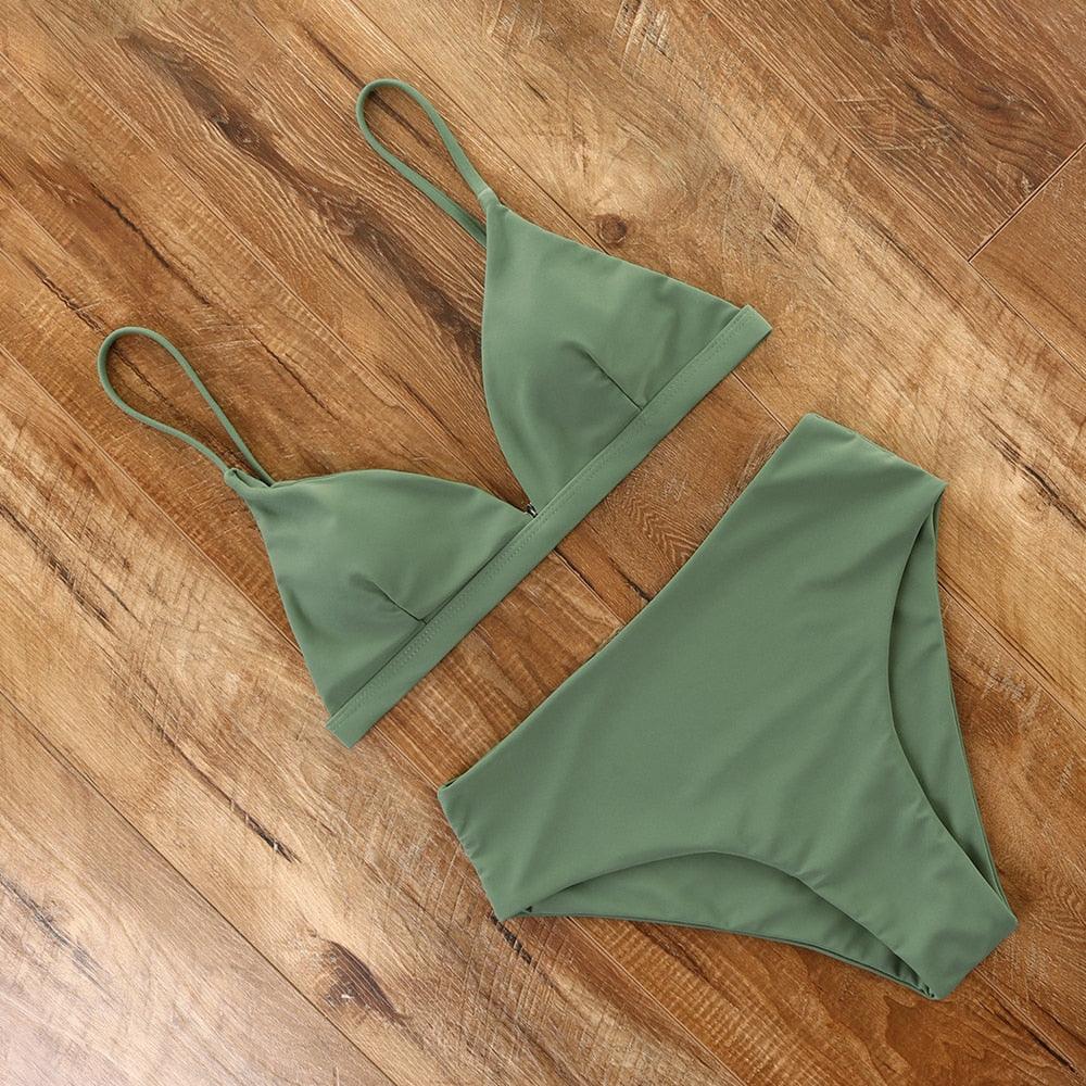 Conjunto de Bikini Elegante de Cintura Alta para Mujeres