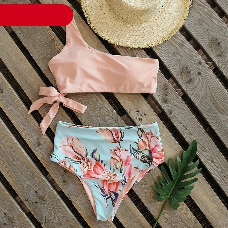 Ensemble de bikini push-up à une épaule pour femmes