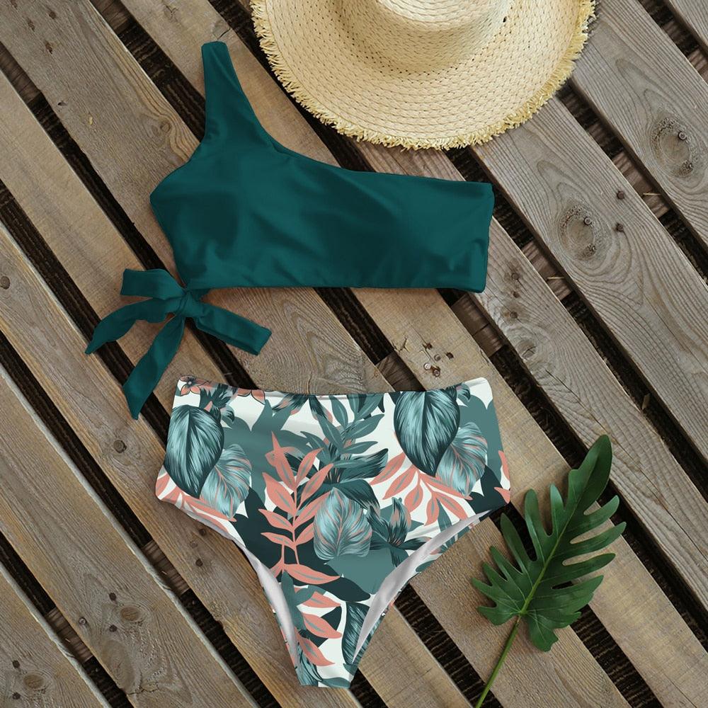 Ensemble de bikini push-up à une épaule pour femmes