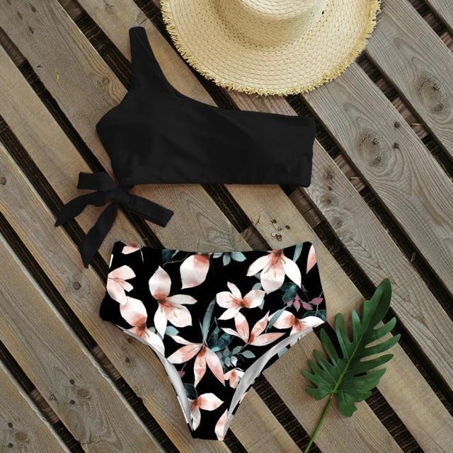 Ensemble de bikini push-up à une épaule pour femmes
