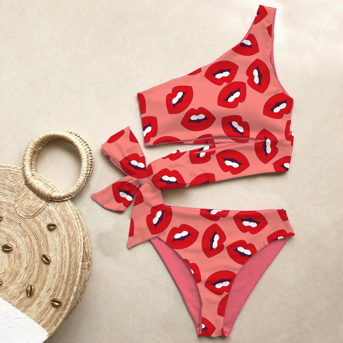 Ensemble de bikini push-up à une épaule pour femmes