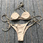 Ensemble de bikini solide à fleurs 3D élégant pour femmes