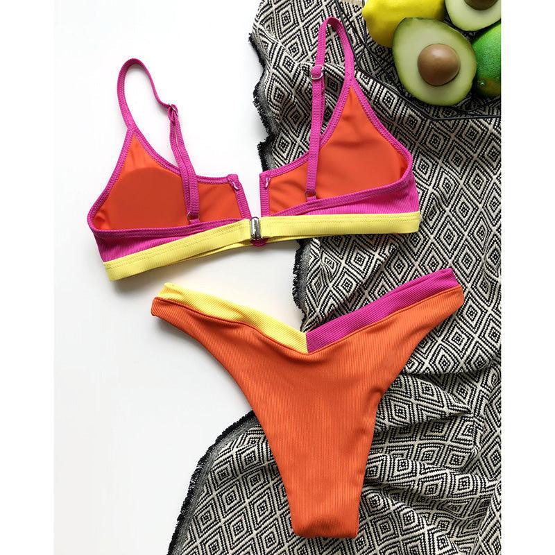 Ribbed High Cut Bikini Set for Women - Stylish Swimwear