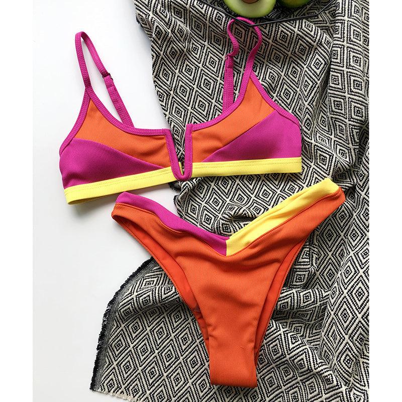 Ribbed High Cut Bikini Set for Women - Stylish Swimwear