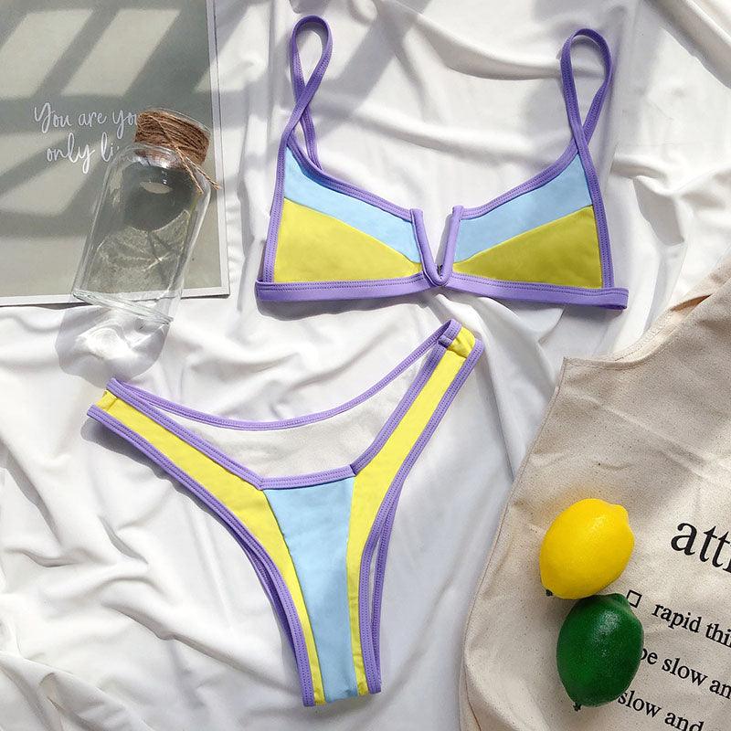 Ribbed High Cut Bikini Set for Women - Stylish Swimwear