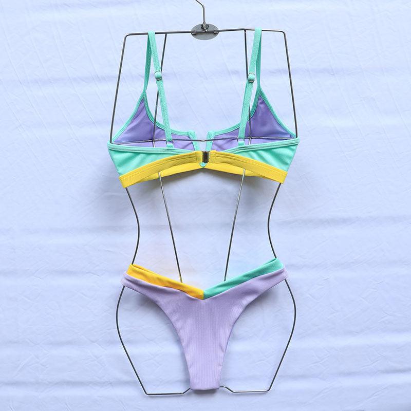 Ribbed High Cut Bikini Set for Women - Stylish Swimwear
