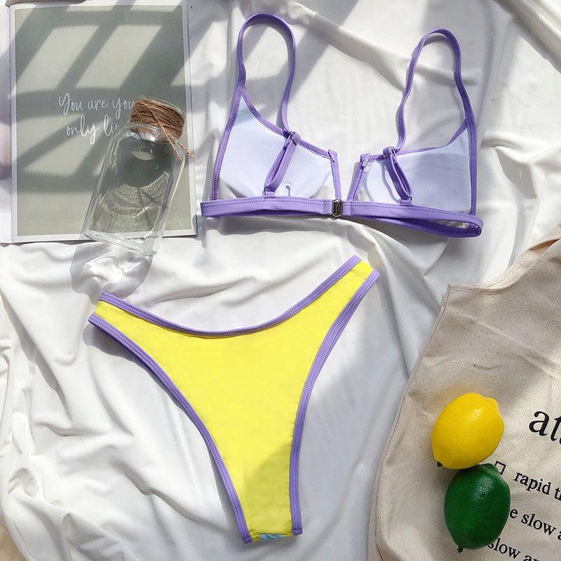 Ribbed High Cut Bikini Set for Women - Stylish Swimwear