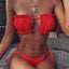 Ensemble de bikini à volants et liens latéraux pour femmes - Maillots de bain premium