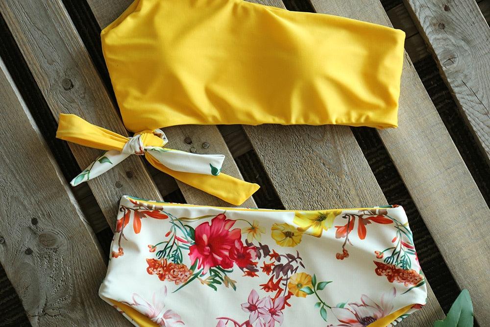 Ensemble de bikini taille haute à une épaule élégant pour femmes
