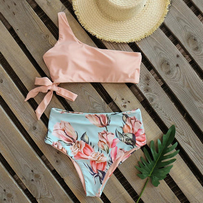 Elegant One Shoulder High Waist Bikini Set for Women