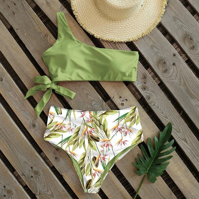 Ensemble de bikini taille haute à une épaule élégant pour femmes
