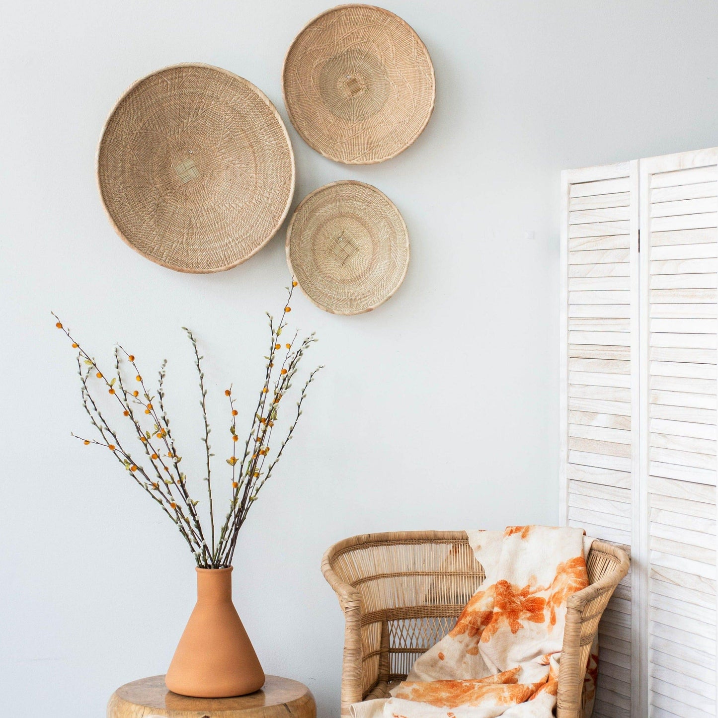 Panier mural tissé naturel Binga Blonde