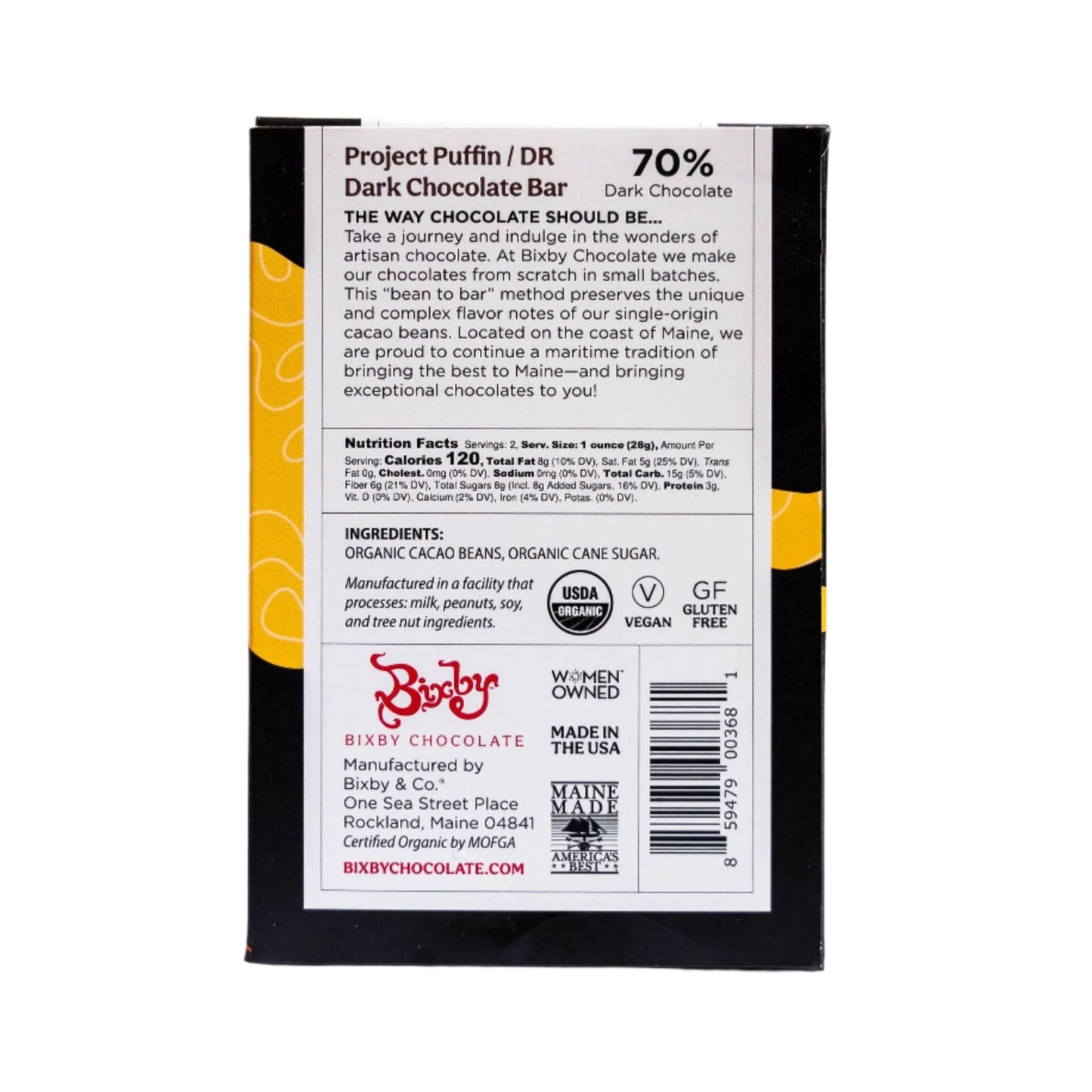 Organic Project Puffin 70% Dark Chocolate Bar