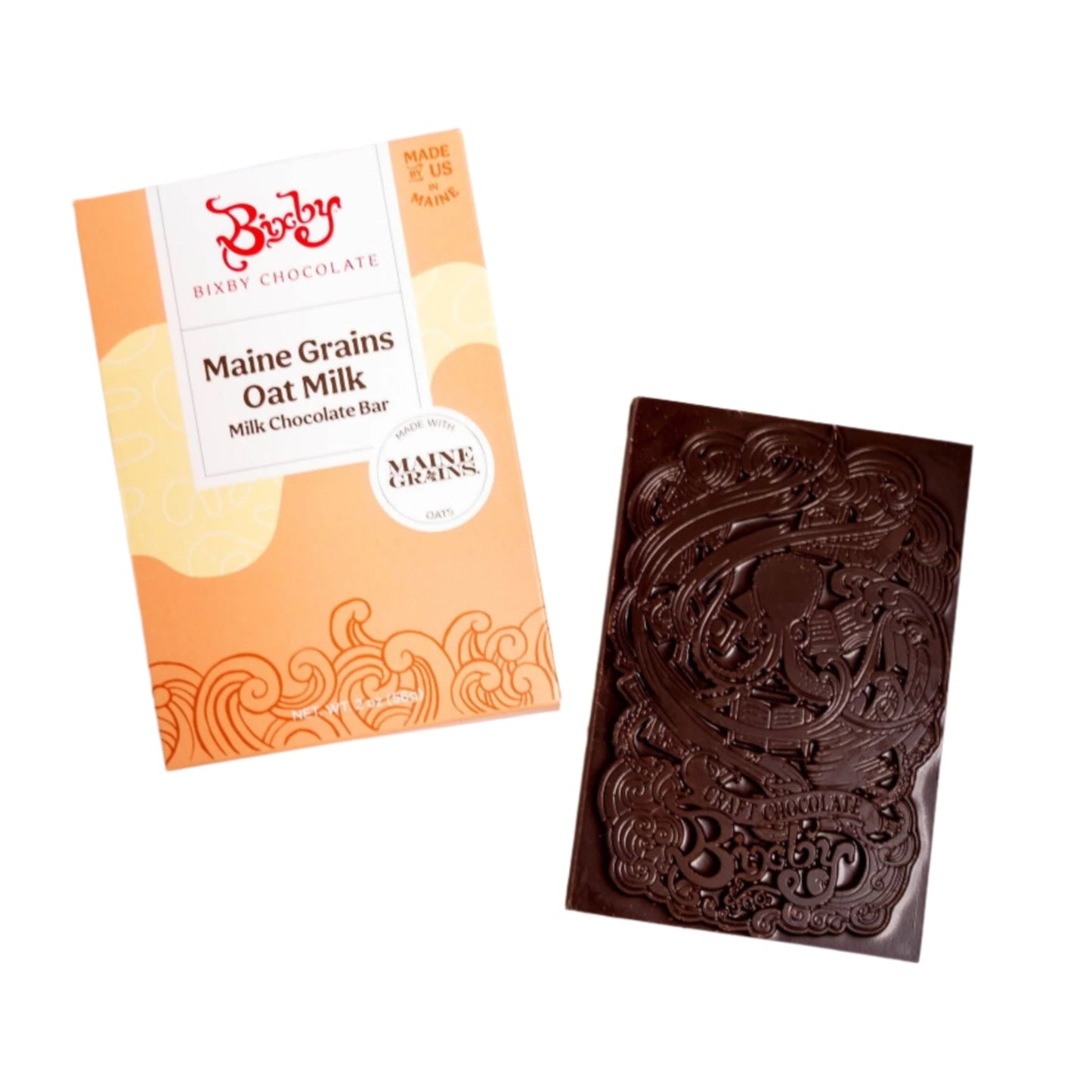 Barra de chocolate con leche y avena de granos orgánicos de Maine (vegana)