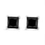 Boucles d'oreilles en argent sterling .925 avec diamants noirs taille princesse