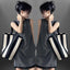 Black and white contrasting wide shoulder strap women's bag large capacity tote bag bucket bag - Korvel