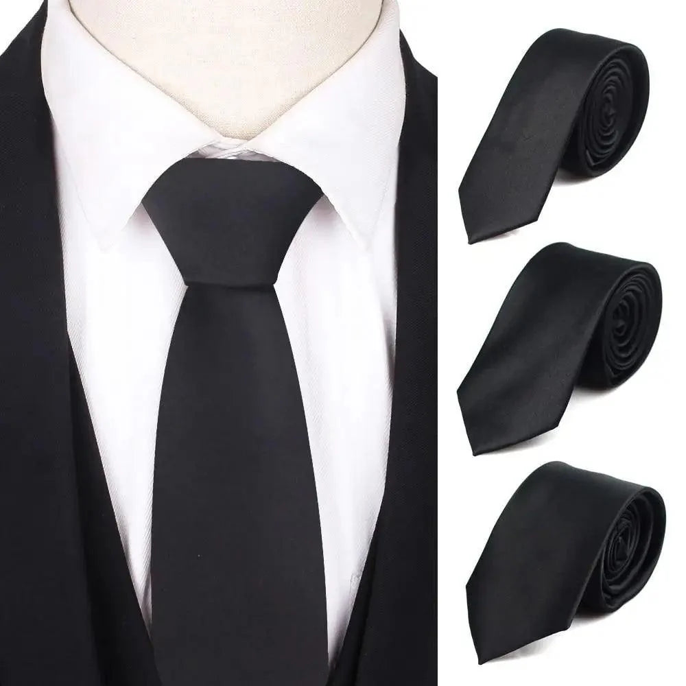 Corbata delgada negra elegante para hombres - Calidad premium