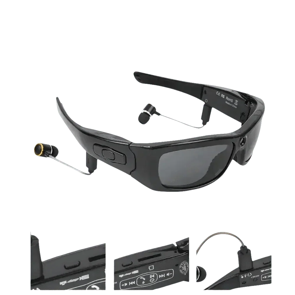 Black Camcorder Glasses with HD 1080P Mini Camcorder