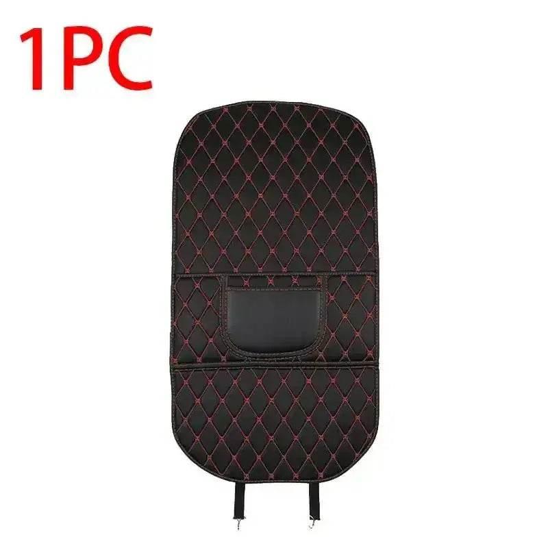 Tapis de protection de siège de voiture noir avec surpiqûres rouges