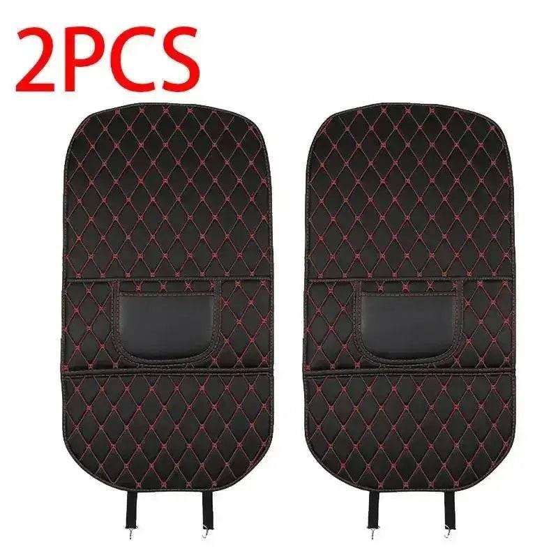 Tapis de protection de siège de voiture noir avec surpiqûres rouges