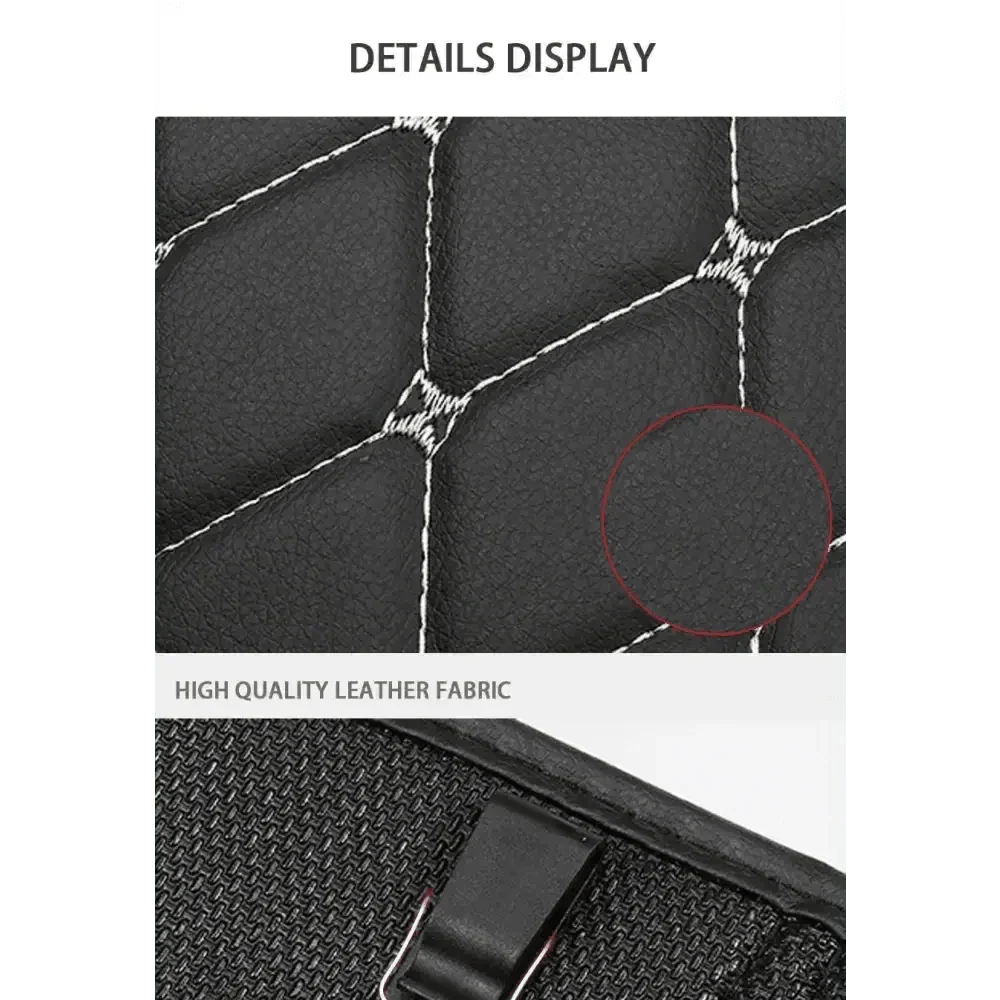 Tapis de protection de siège de voiture noir avec surpiqûres rouges