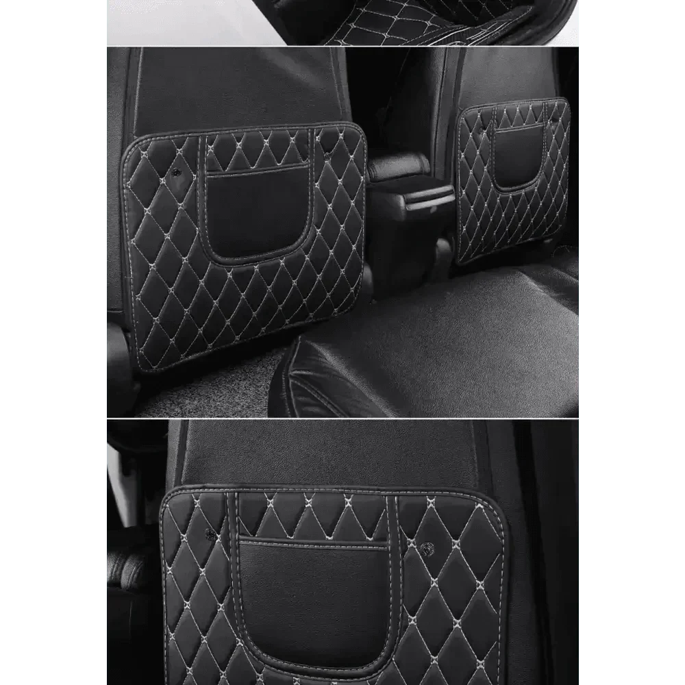 Tapis de protection de siège de voiture noir avec surpiqûres rouges