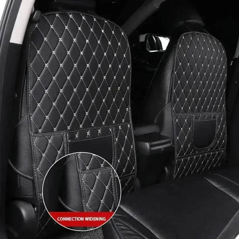 Tapis de protection de siège de voiture noir avec surpiqûres rouges