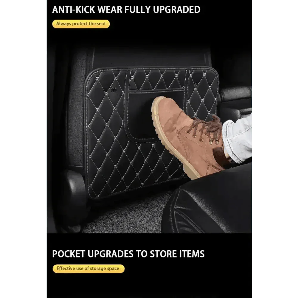 Tapis de protection de siège de voiture noir avec surpiqûres rouges