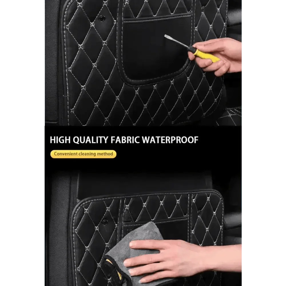 Tapis de protection de siège de voiture noir avec surpiqûres rouges