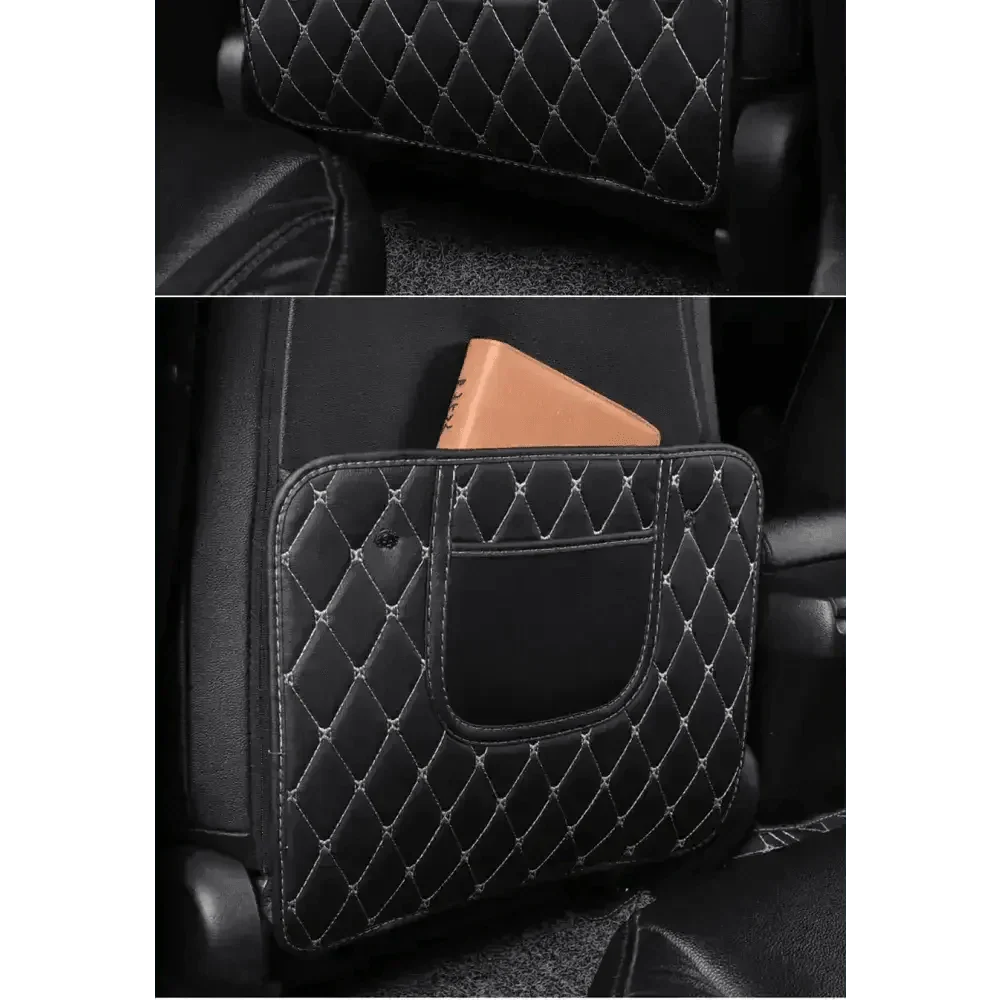 Tapis de protection de siège de voiture noir avec surpiqûres rouges