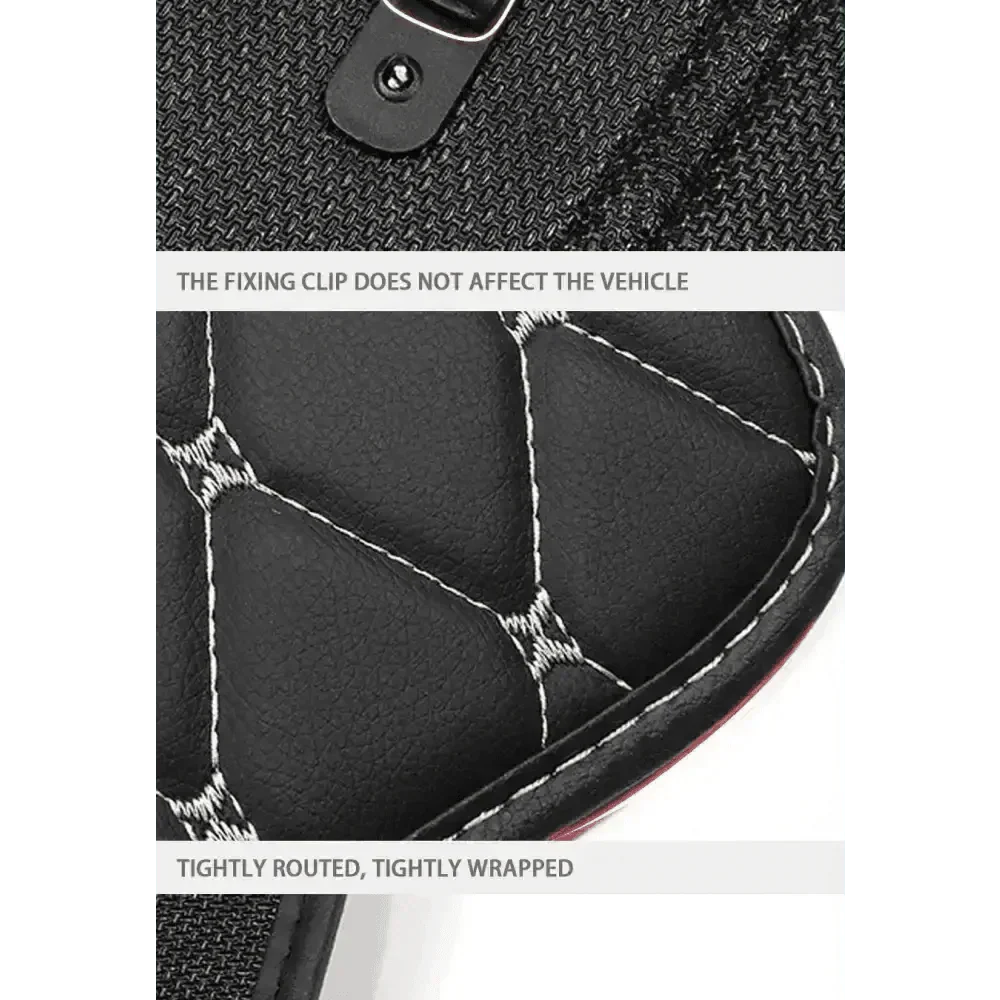Tapis de protection de siège de voiture noir avec surpiqûres rouges