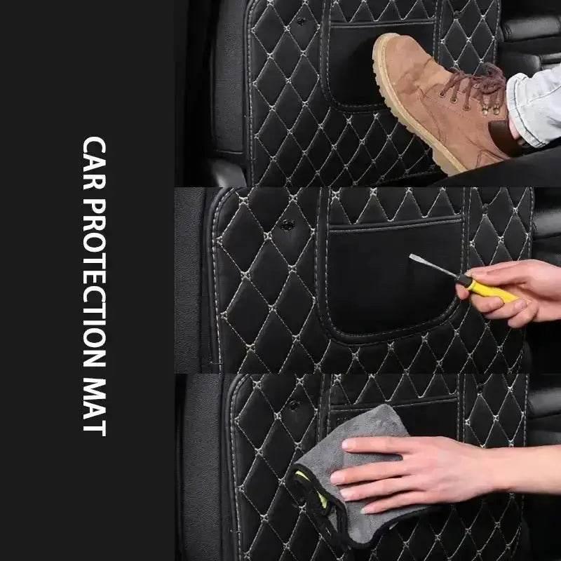 Tapis de protection de siège de voiture noir avec surpiqûres rouges