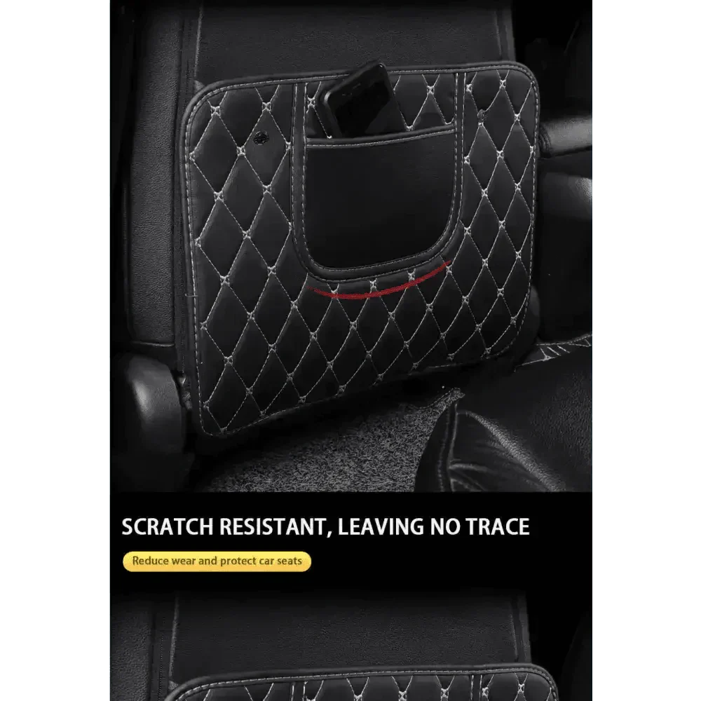 Tapis de protection de siège de voiture noir avec surpiqûres rouges