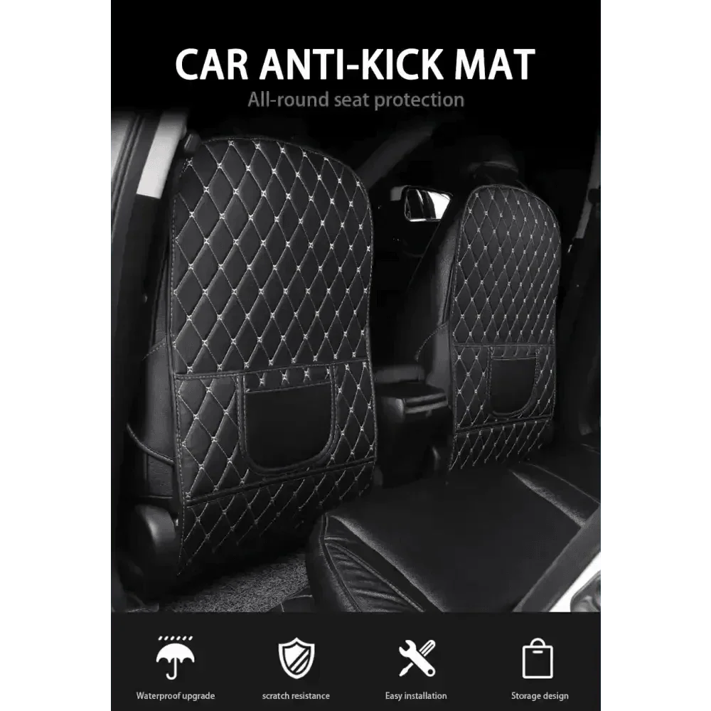 Tapis de protection de siège de voiture noir avec surpiqûres rouges