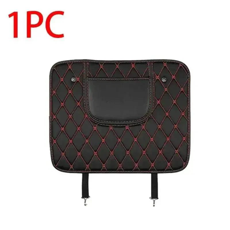 Tapis de protection de siège de voiture noir avec surpiqûres rouges