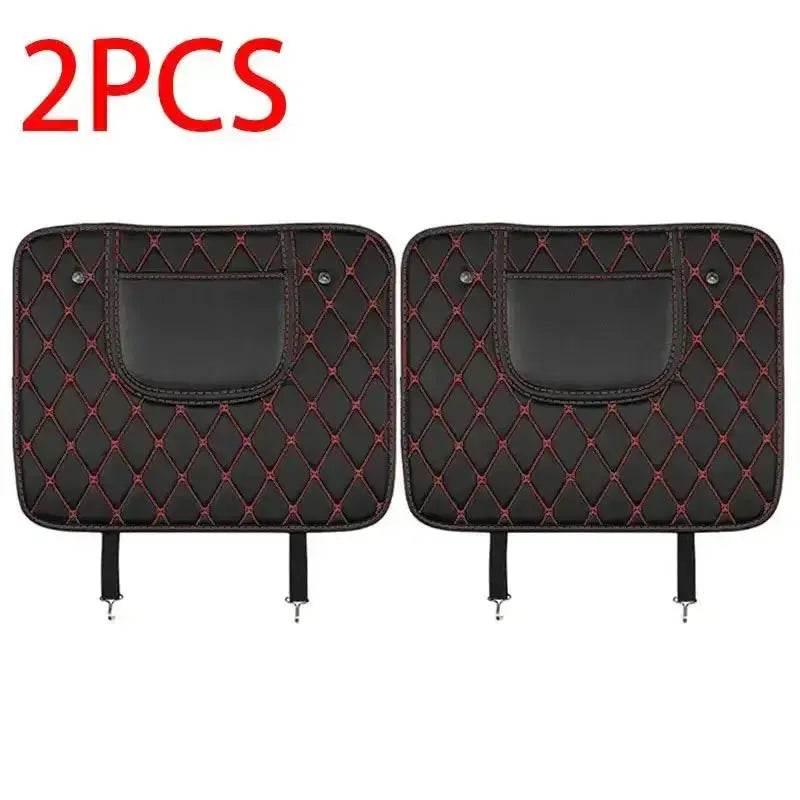 Tapis de protection de siège de voiture noir avec surpiqûres rouges