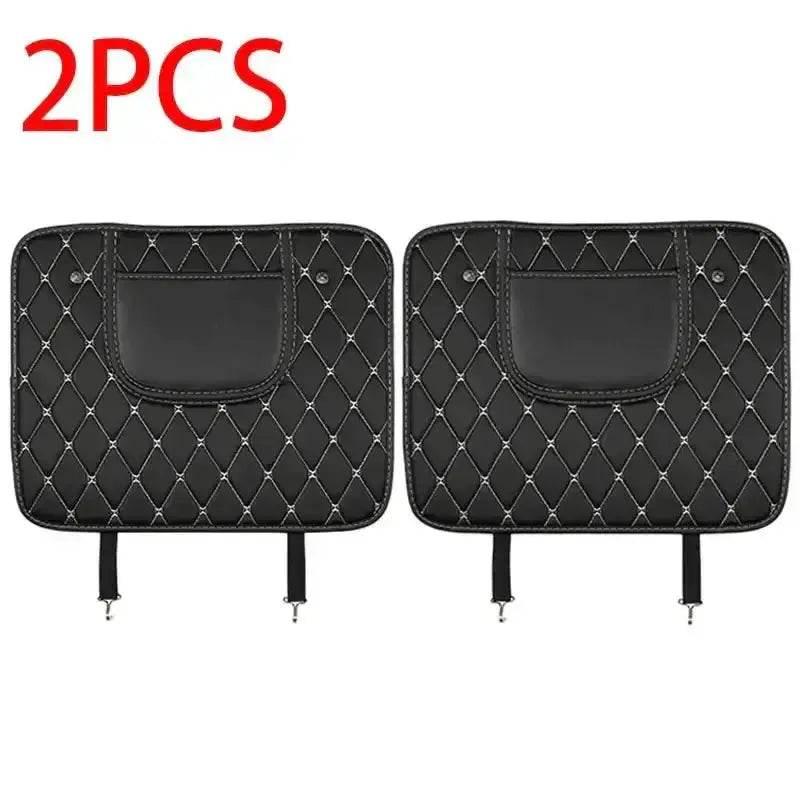 Tapis de protection de siège de voiture noir avec surpiqûres rouges