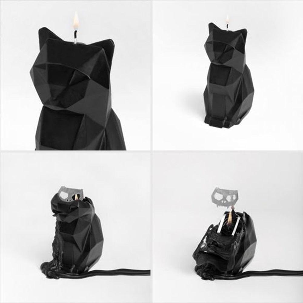 Black Cat Skeleton Candle - Unique Gift for Cat Lovers