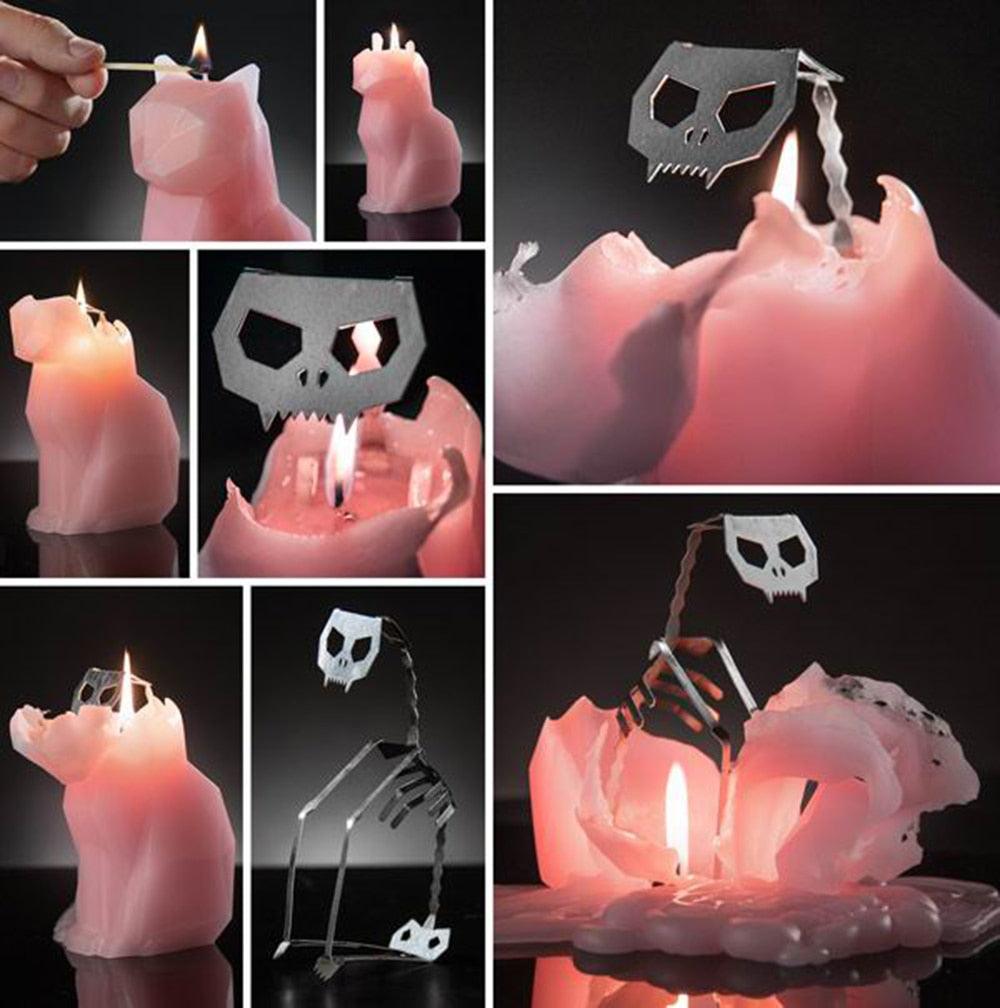 Black Cat Skeleton Candle - Unique Gift for Cat Lovers