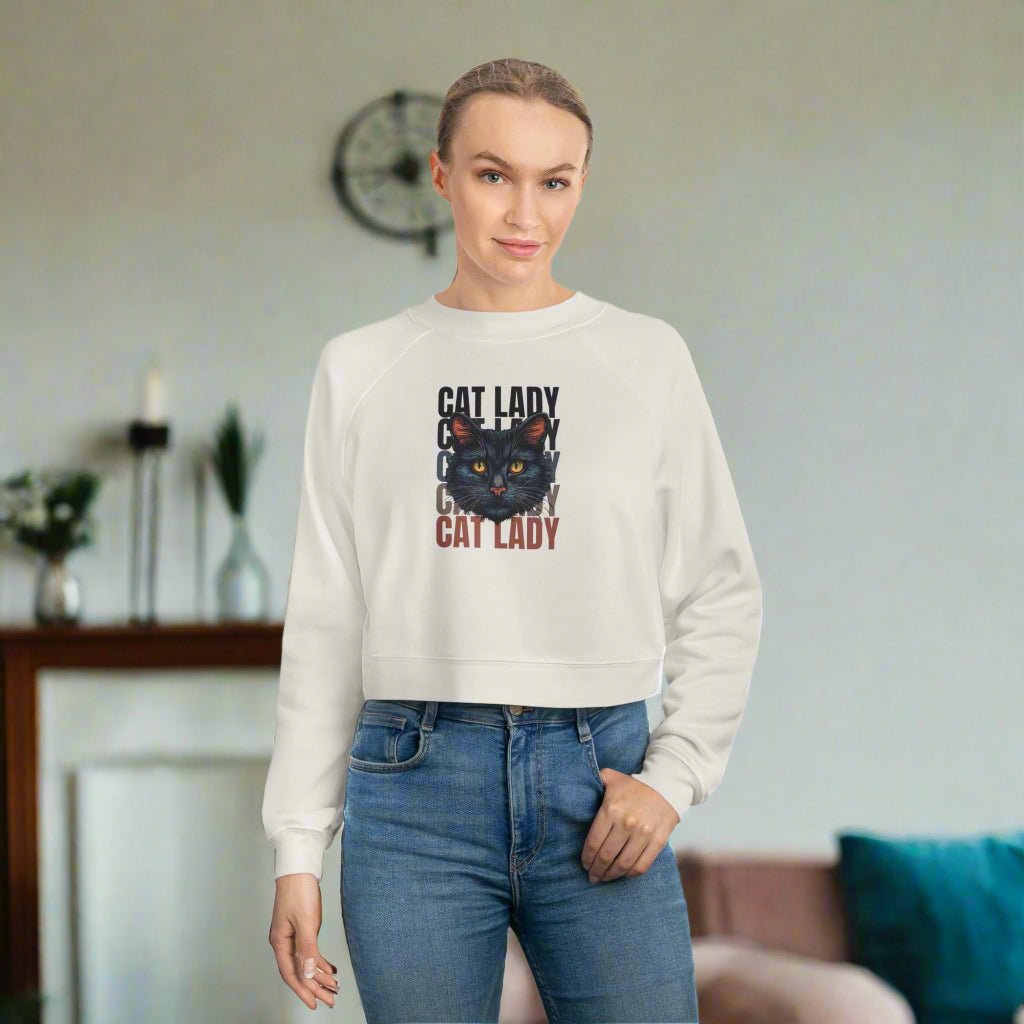 Sudadera recortada de mujer Gato Negro