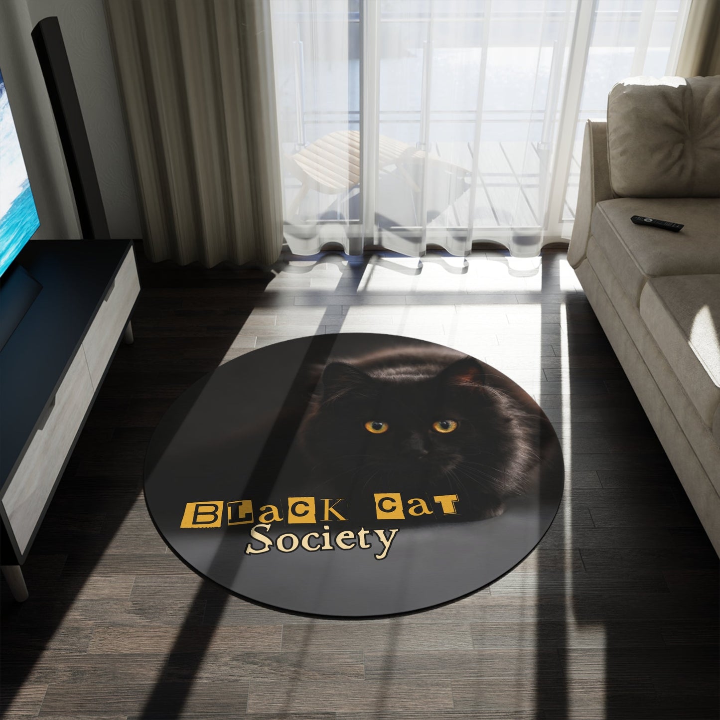 Black Cat Society Round Rug - Cozy Decor for Cat Lovers