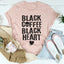 Camiseta de café negro con corazón negro