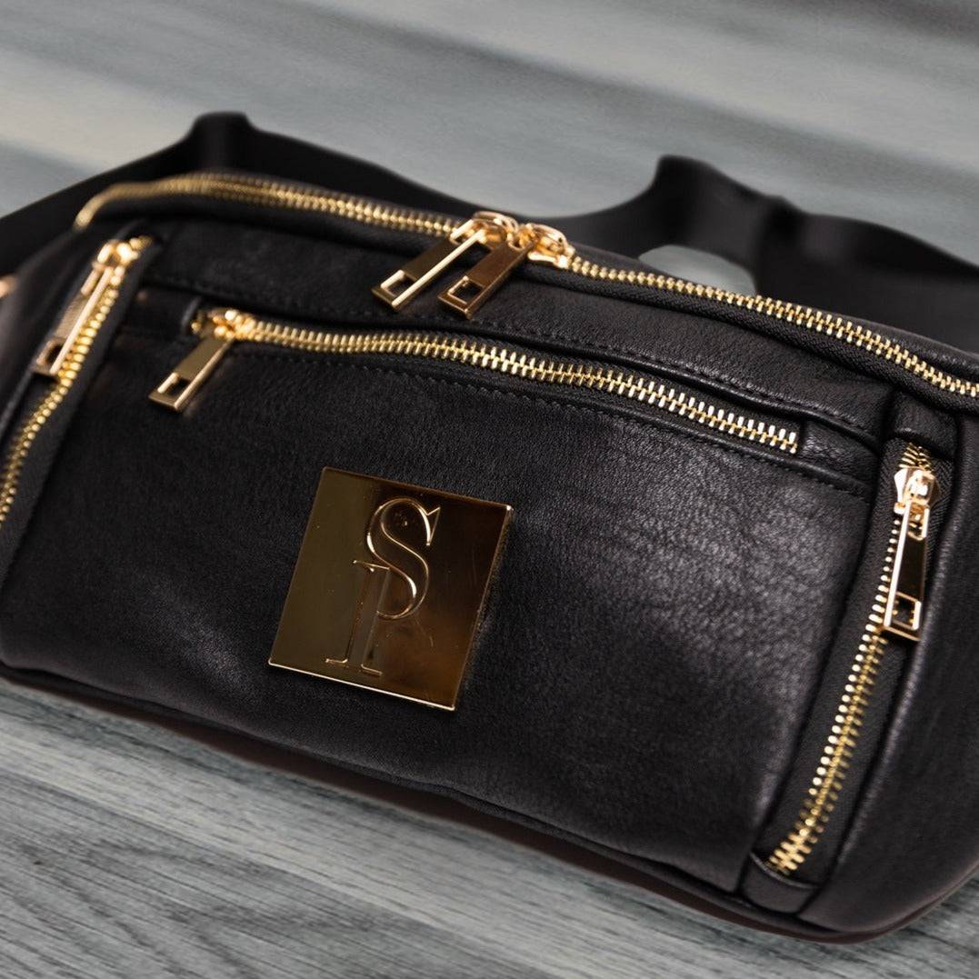 Bolso bandolera de cuero negro