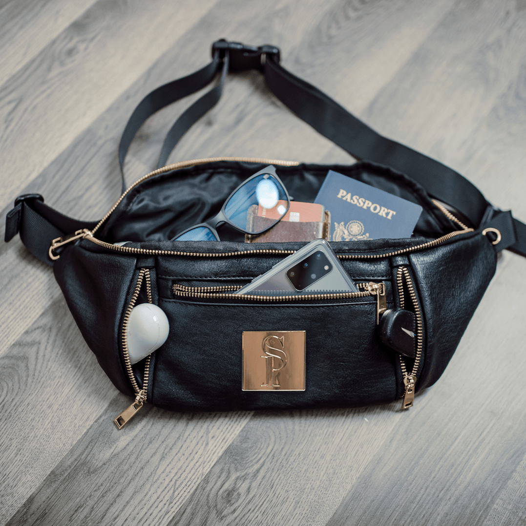 Bolso bandolera de cuero negro