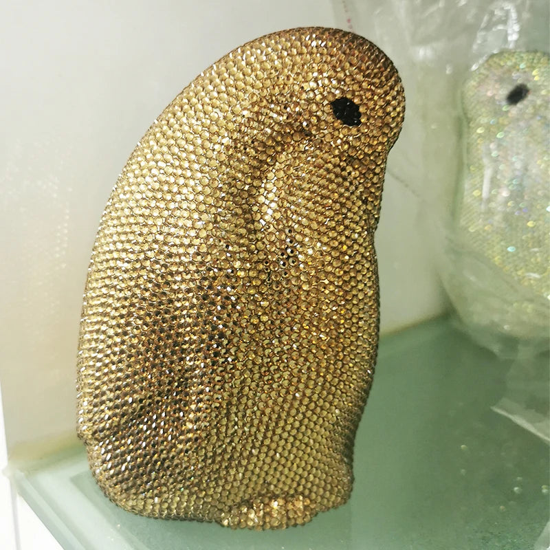 Bolso de Noche de Forma Animal con Diamantes Negros Elegantes